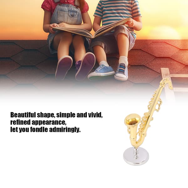 1:12 Dukkehus Mini Legering Saksofon Musikkinstrument Dekorasjon Tilbehør Barneleke