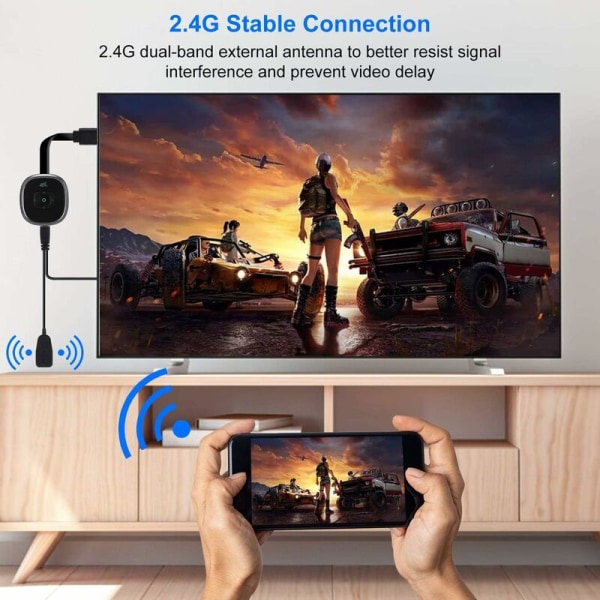 Dual-core mobiltelefon skærmhjul 4K high-definition trådløs co-screen enhed (G22 2.4G 4K) er velegnet til hjemmebrug
