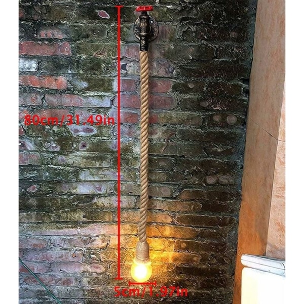 Retro Creative Hamp Rep Vägglampa Inomhustrappa Korridor Industriell vindvägglampa (utan ljuskälla)