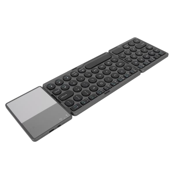 Rund Tangent Bluetooth Vikbart Tangentbord med Pekplatta Universal 140mAh Trådlöst 64 Tangenter Vikbart Svart