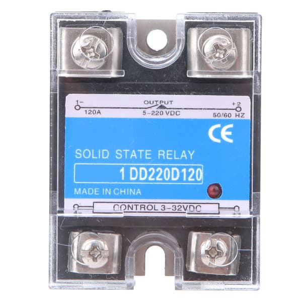 Solid State Relay DC SSR Indgang 3-32VDC Belastning 5-220VDC Kontrolrelæ (120A)