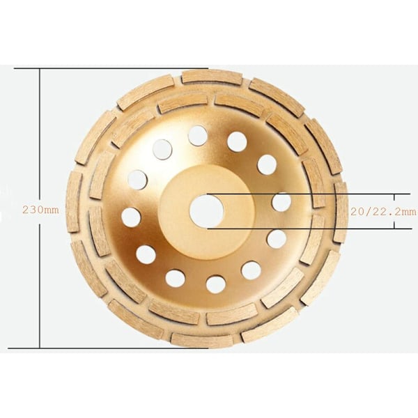 Diamantslibeskive 230 x 22,2 mm - Turbo diamantslibeskive til beton, granit, sten