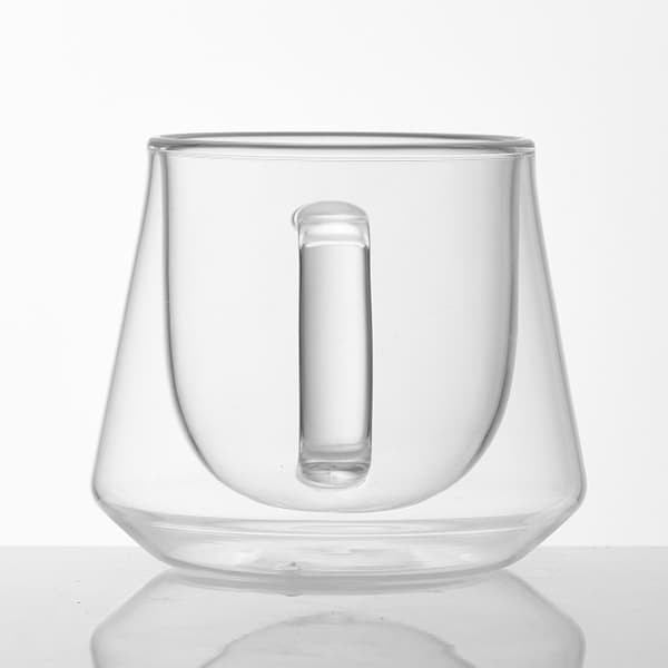 2 st Glas Vattenmugg Stor Kapacitet Dubbla Lager Transparent Drickskopp Mångsidig Säker för Hemmet