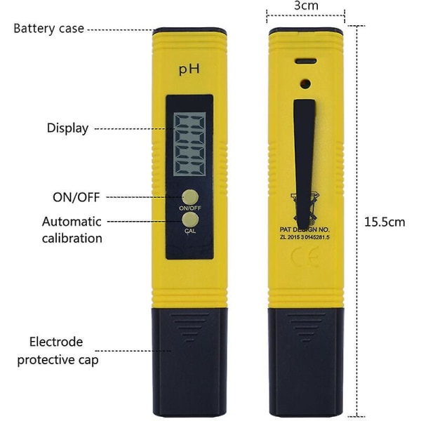 Elektronisk Ph Meter Tester, Høj nøjagtighed Mini Vandmåler Kvalitet Ph Pen Lcd