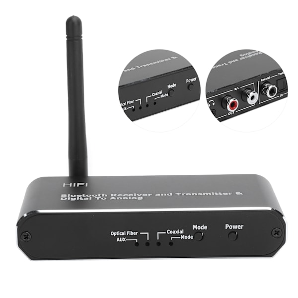Trådløs Digital til Analog Audio Konverter Bluetooth Mottaker DAC Adapter D09