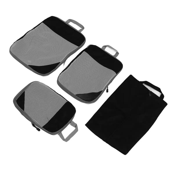 Vattentäta kompressionspackningskuber Resväska Organizer Väskor för Kläder Underkläder Skor 4-pack Svart