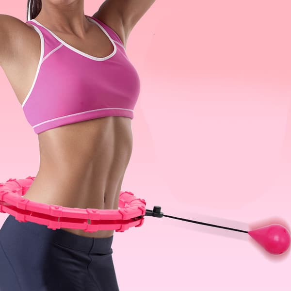 Smart viktad träningsring 24 avtagbara knutar magfitness massage kroppsskulptering rosa