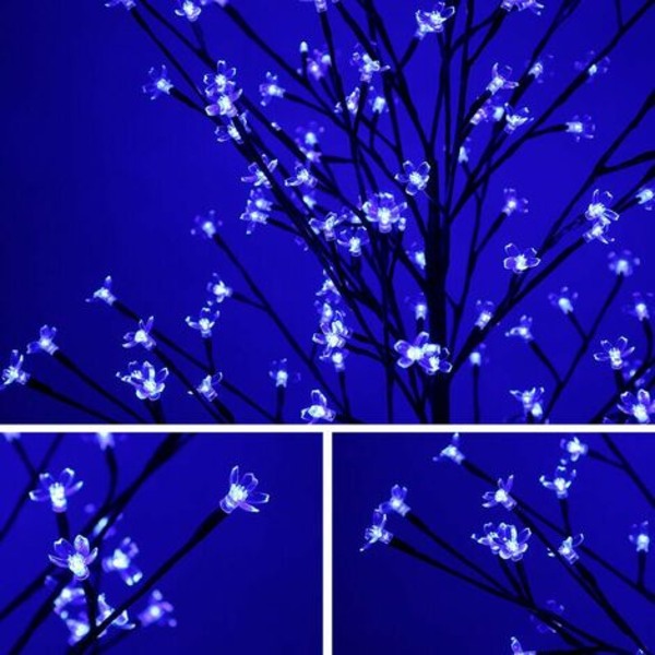 LED lys træ Kirsebærblomst juledekoration Lys træ til udendørs indendørs Stabil metalfod IP44 150cm blå 160 L