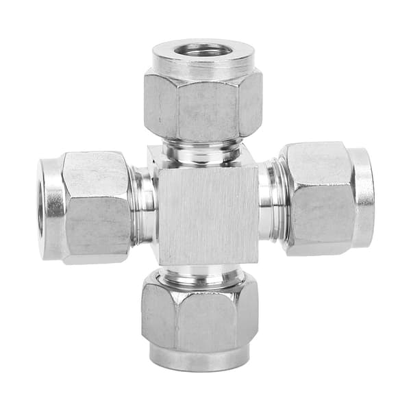 Rostfritt Stål 4-vägs Rörkoppling Vattenrörsmutter Adapter 10mm
