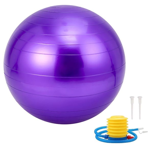 Træningsbold yogabold, til fitness, balance, stabilitet, fysioterapi, hurtig pumpe inkluderet Purple 65CM