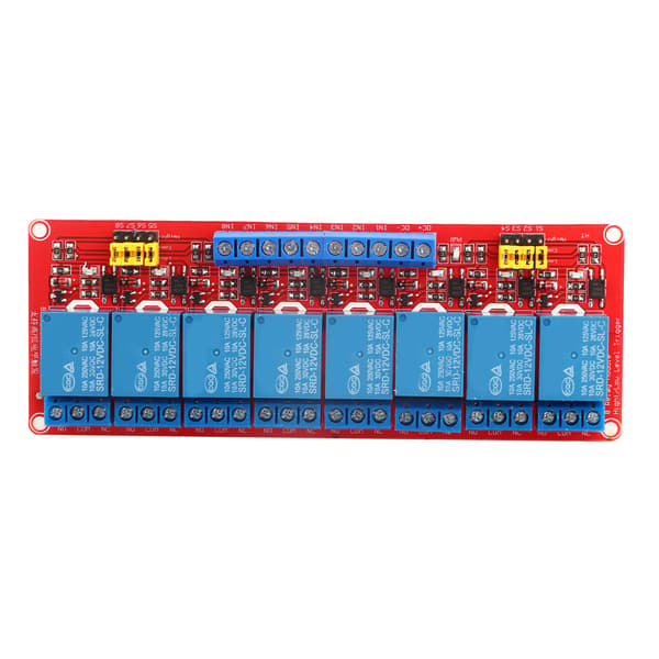 8-kanals Optokopplare Relämodulkort 12V Hög Låg Trigger