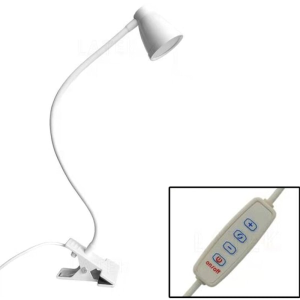 5cm, White Bedroom Eye Protection LED Clip Lamp, Mini USB Desk Lamp, 360 Degree Adjustable Clip Reading Lamp for Reading