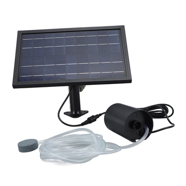 Solarluftpump 8W 10V 2400mAh ABS Polysilikon med 2 Bubbelstenar Slang för Damm Pool