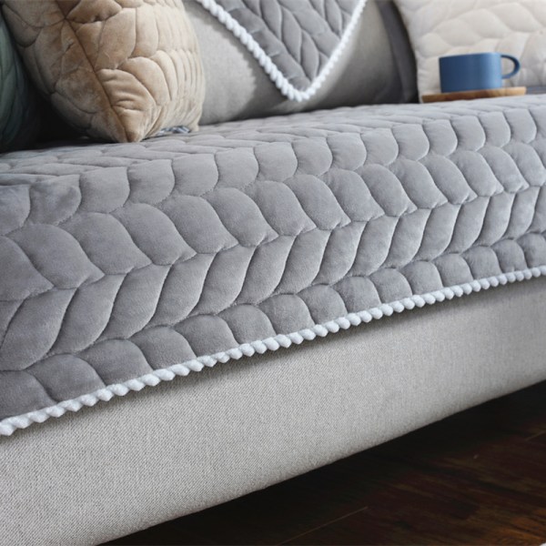 70×150 Elastiskt cover - Plysch förtjockat elastiskt cover för vardagsrum, hem (grå)
