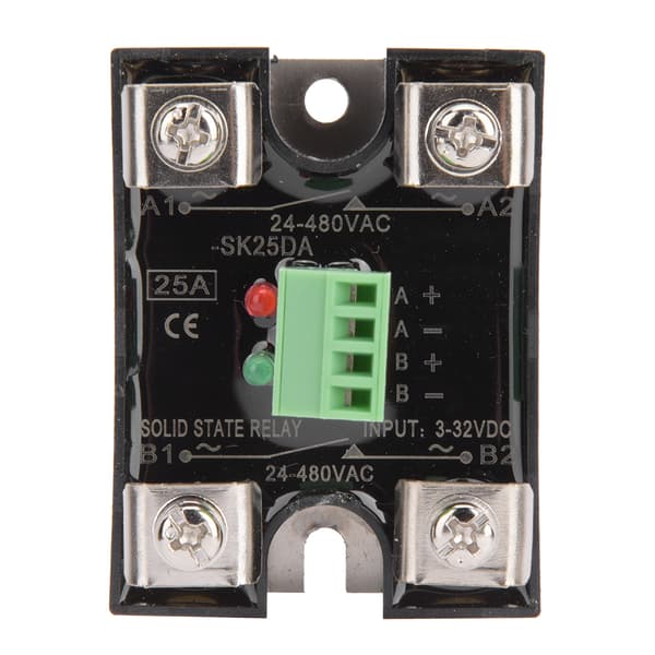 BERM Solid State Relæ Dobbeltkanal DC-styring AC Enkeltfase SSR 25A 24 480VAC BERM SK25DA