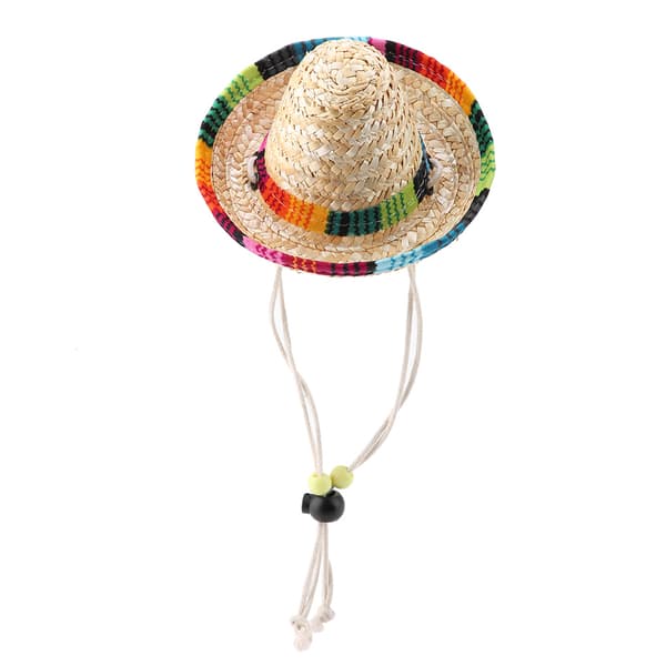 Mini Straw Sombrero Party Hat til Små Kæledyr/Hvalpe/Kat med Bomuldsrebsjustering