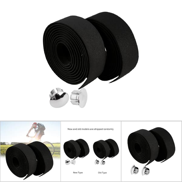 2 stk. sykkelstyretape med 2 styreplugger, svart og hvit