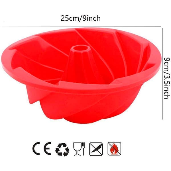 Silikon Spiral Design Former 9 Tommers Non-Stick Kakeform 3D Brød Kakeform DIY Stor Bakeform Bakeredskaper