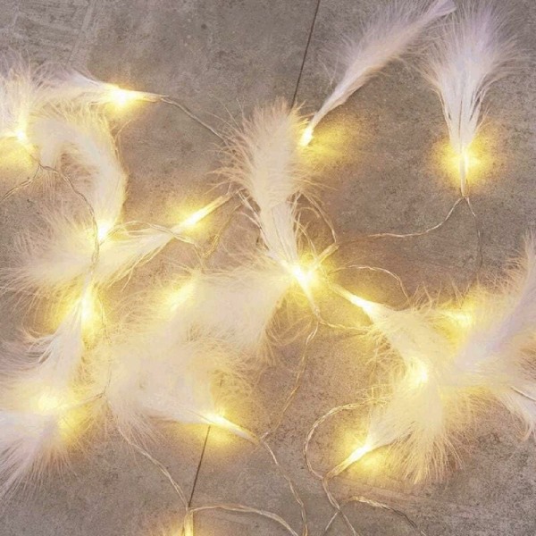 White Feather 3m 20 LED Lights Feather String Lights Turkey Feather Decorative Light, for indoor and outdoor, holiday de
