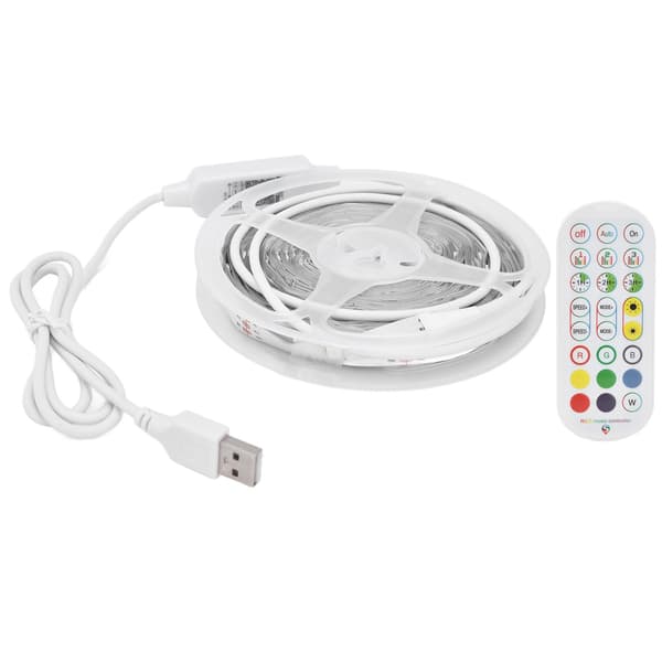5m 16.4ft RGB LED Strip Lys USB 5V Musikk Synkronisering Stemmekontroll Bluetooth App Fjernkontroll