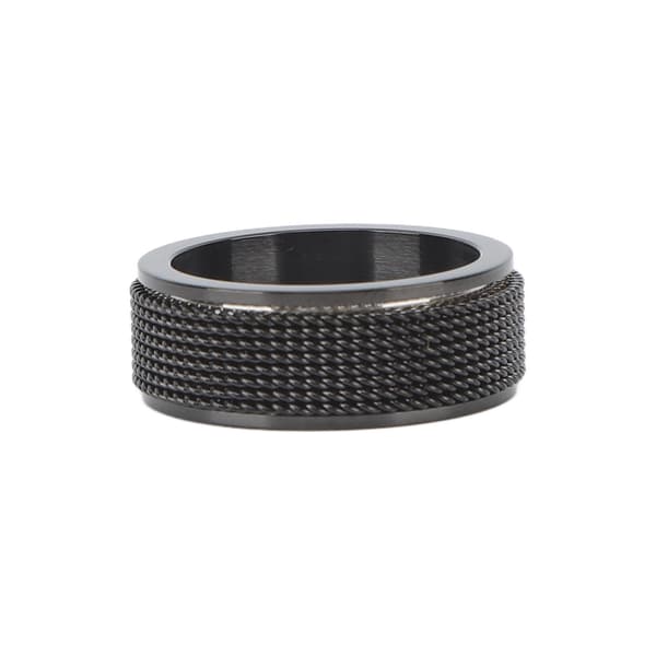 8MM Herre Spinner Ring Støjfri Titanium Stål Angst Stress Relief Ring Sort Størrelse 59,8mm 2,4in