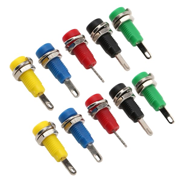J40003 2mm Panel Socket 5 Farger 30Vac 60Vdc Maks 10A Banan Jack Socket Fjærblad for Invertere Skip