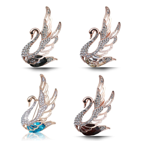 Fashion Crystal Rhinestone Swan Broscher för kvinnor Lapel Pins P Wine red