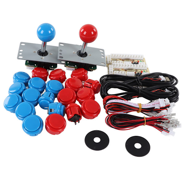 2 Player DIY Arkade Kit USB Spil Encoder Joystick Knapper Sæt Blå Rød til Venne Sammenkomst