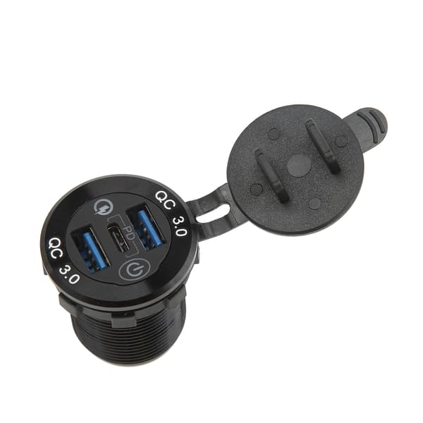 USB-laderkontakt 3 porter QC3.0 Multippel beskyttelse Vanntett deksel for biler Lastebiler Bobiler