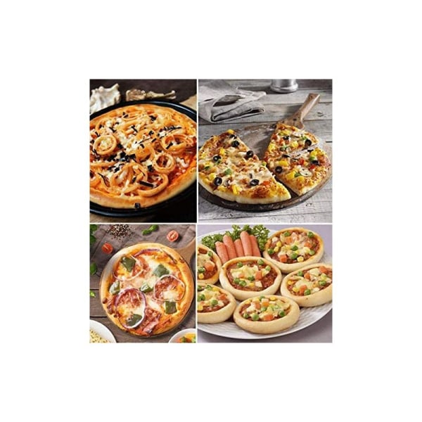 2 pyöreän pizzapellin set , tarttumaton, pizzauunille, grillaukselle ja keittiötarvikkeille - 22, 9 cm, 28 cm, musta