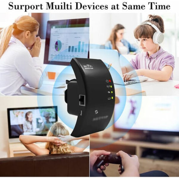WiFi Repeater, Powerful WiFi Amplifier, WiFi Extender N300, WiFi Signal Booster, 1 Ethernet Port, Covers up to 200㎡, Eas