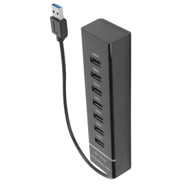 USB 3.0 Hub 7 Port Splitter Blå LED-indikator Hög Hastighet 5Gbps BYLP107 DC 5V