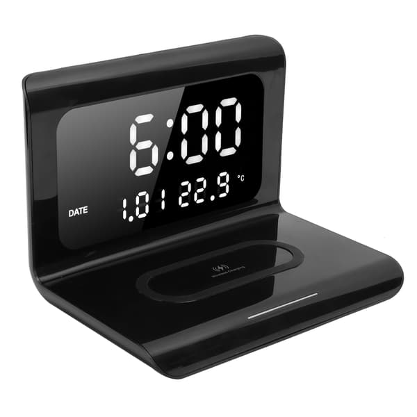 Multifunktionelt ur elektronisk kalender telefon trådløs automatisk oplader