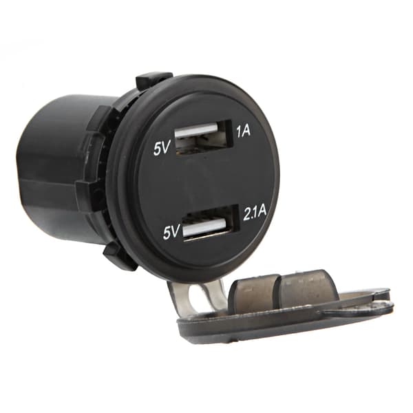 Vanntett dobbel USB 4.2A lader LED digitalt display voltmeter 60 cm ledning grønn DC12-24V