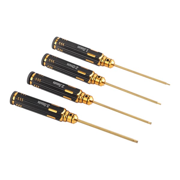 4 STK Titaniumbelagt Model Fly Skruetrækker Sort 1.5mm/2.0mm/2.5mm/3.0mm