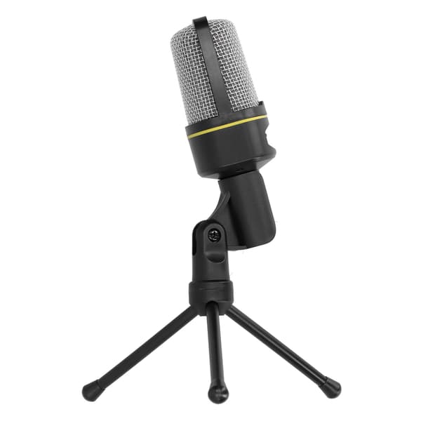 Studio Kondensatormikrofon 3,5 mm Ljudport med Bordsstativ Svart