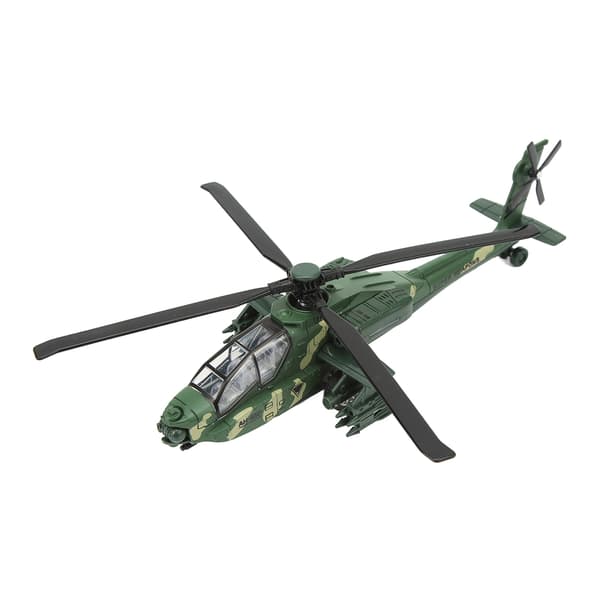 Alloy Copter Støbt Træk Tilbage Legetøj med Lyd Lys Grøn Flymodel Samling