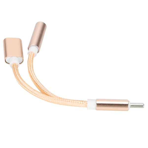 Type C til 3,5 mm Audio Oplader Adapter 2 i 1 Konverter til Xiaomi Huawei Guld