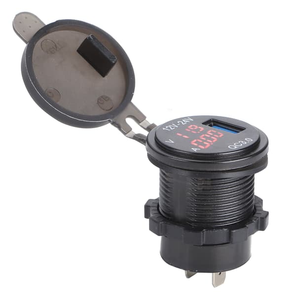3 i 1 Bil USB Oplader 3.0 med Digital Voltmeter Amperemeter Hurtig Telefonopladning