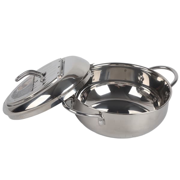Frituregryde i rustfrit stål med termometer, non-stick frituregryde