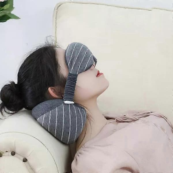 2 i 1 Ögonmask Resekudde U-formad Sovögonmask Sovnackstöd Dark grey