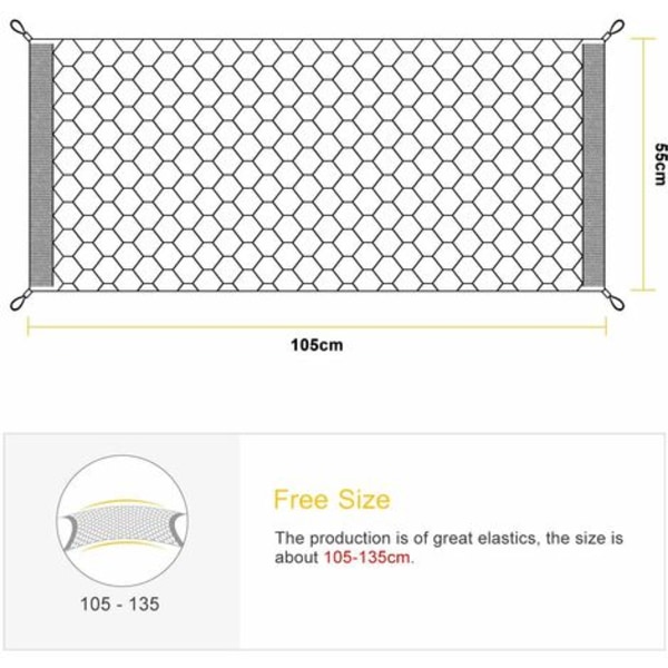 90x40cm sort plastik nylon bilopbevaringspose Lastbil bagfragtnet Bagageorganisator krogpose