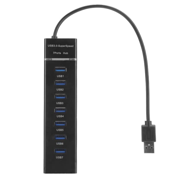 USB 3.0 Hub 7 Port Splitter Blå LED-indikator Hög Hastighet 5Gbps BYLP107 DC 5V