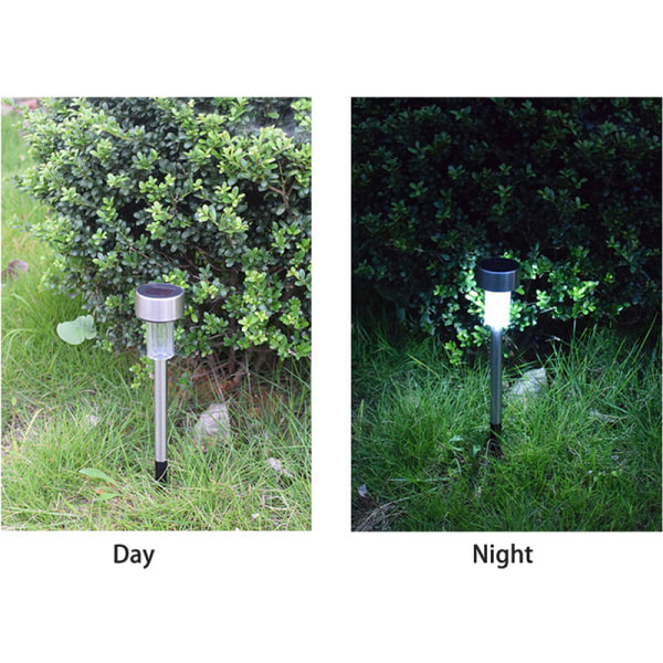 Pieniputki aurinkolamppu vedenpitävä kotitalouksien LED ruostumaton teräs puutarhan maisemavalo nurmikon valo (2 kpl valkoista valoa)