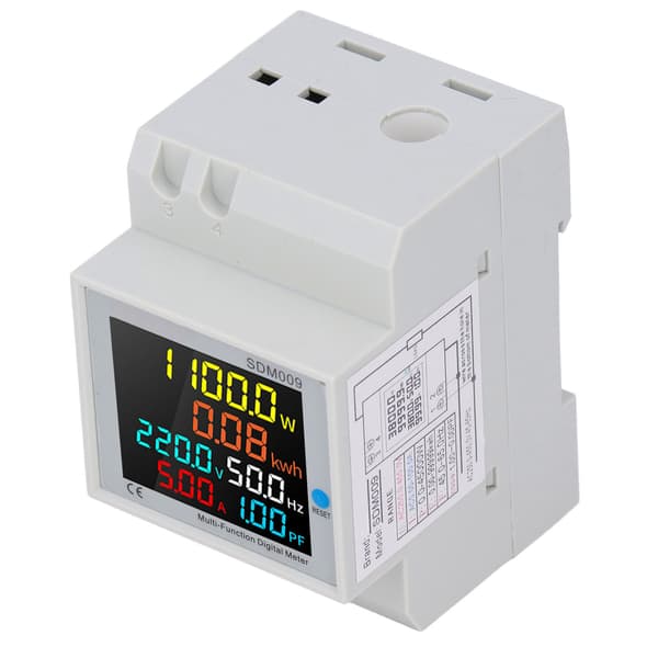 LCD-display multimeter skenmonterad enfas multifunktionell digital mätare med transformator AC 250V till 450V