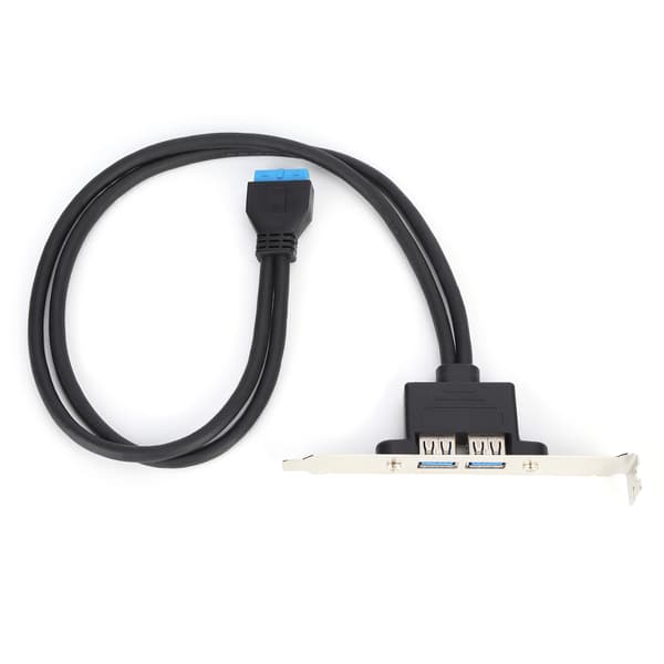 Dual USB 3.0 19 Pin til 2 Port Female Extension Bagpanelbeslag Sort