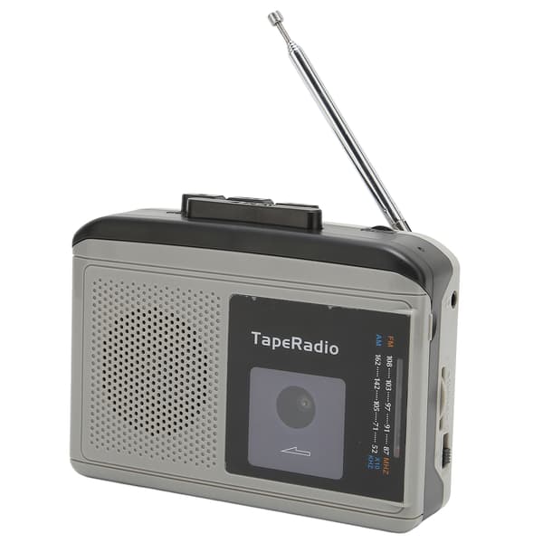Bärbar kassettbandspelare AM FM-radio bandspelare stöder 2 strömförsörjningsmetoder svart grå
