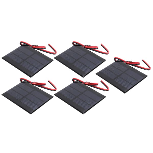 5 stk. Mini solcellepanel battericellekortmodul 60x80x3MM 0,65W 1,5V med 30 cm ledning