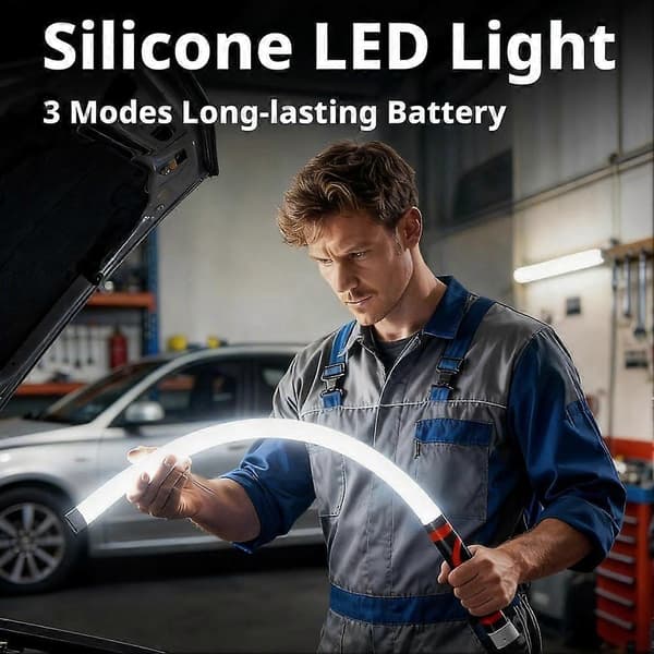 Fleksibelt LED-lys Bøybart Silikon Arbeidslys med 3 Moduser 800lm Utgang og Type-C Oppladbart Batteri