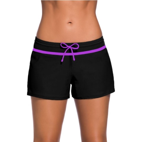 Naisten kesäuimapuku Matala Rise Solmio Plus Size Boxer XL (musta violetti),